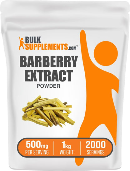 Barberry Extract Powder - BulkSupplements.com | 500 mg per Serving, 1kg, Vegan & Gluten Free