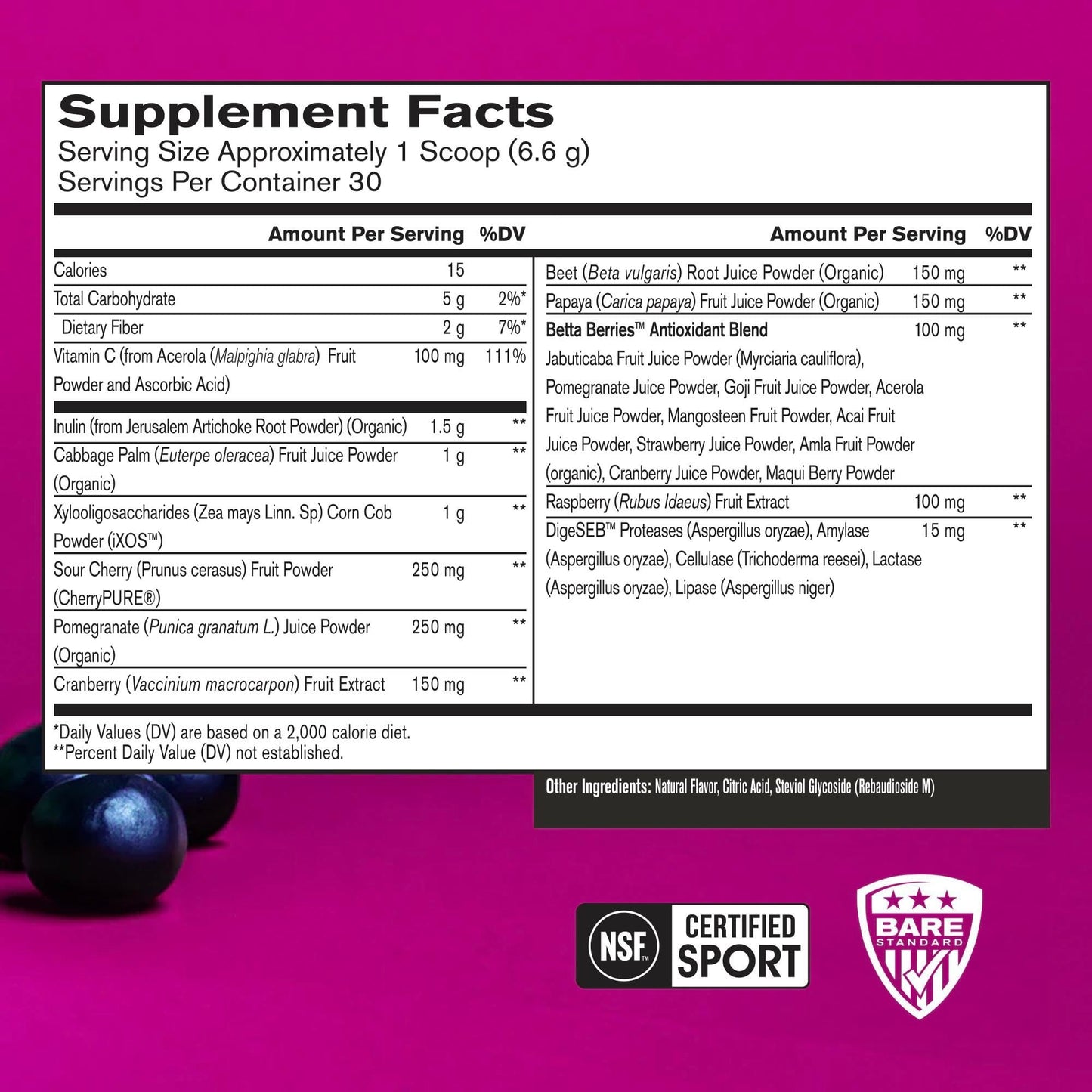 BARE PERFORMANCE NUTRITION Strong Reds Superfood Powder – Digestive Enzymes, Antioxidants, Energy | 30 Servings