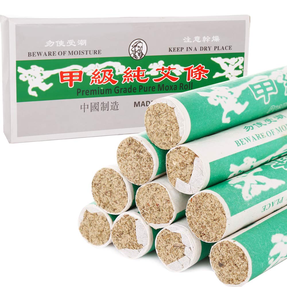 Barelove 10 Rolls Pure Moxa Sticks – Handmade Mugwort Moxibustion, 8\" Long