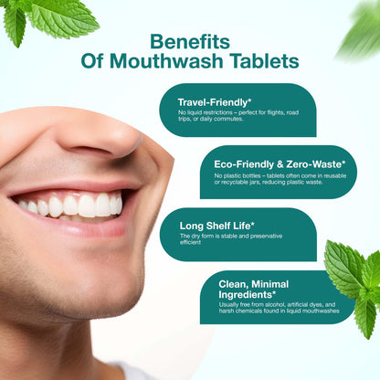 Bargad Mouthwash Tablets – Natural Mint, 90 Count, Alcohol-Free, Just Add Water