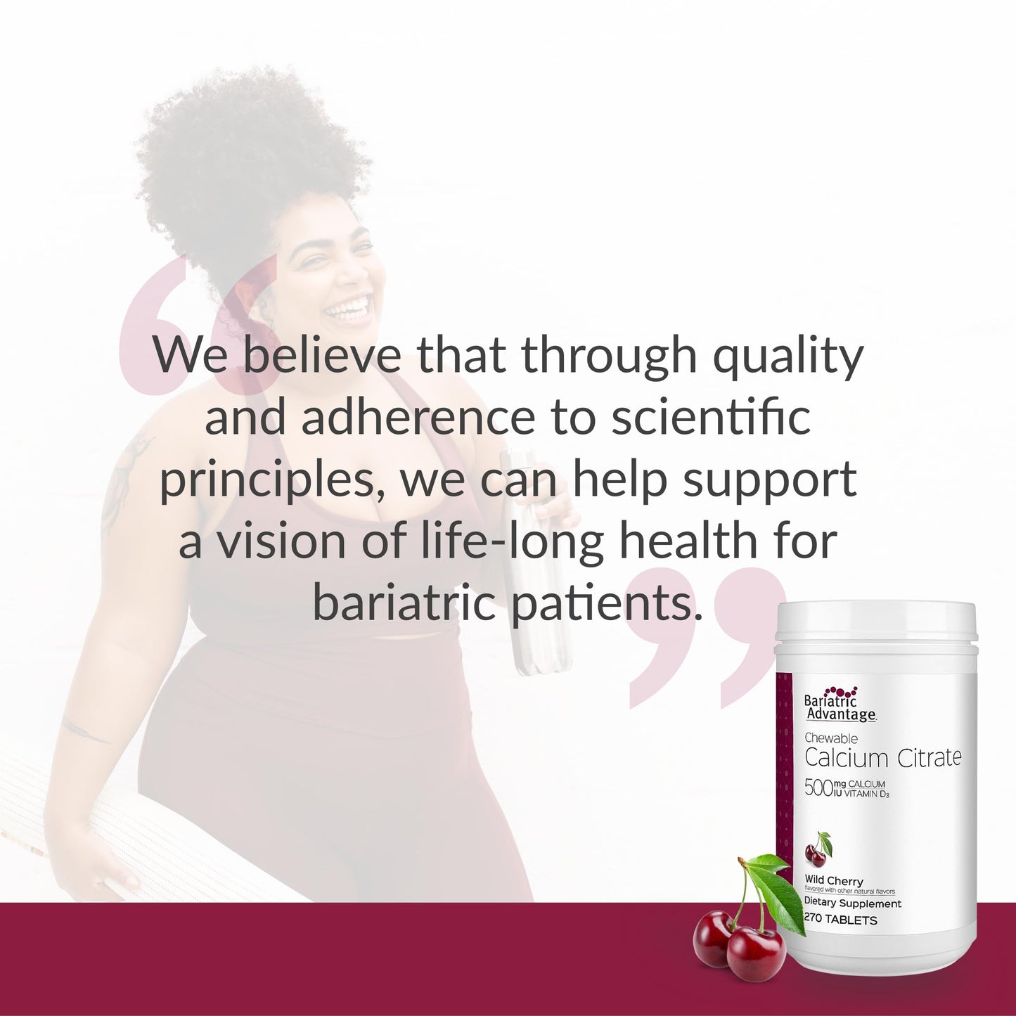 Bariatric Advantage Calcium Citrate Chewable 500mg with Vitamin D3 – Wild Cherry, 270 Count