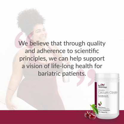 Bariatric Advantage Calcium Citrate Chewable 500mg with Vitamin D3 – Wild Cherry, 270 Count