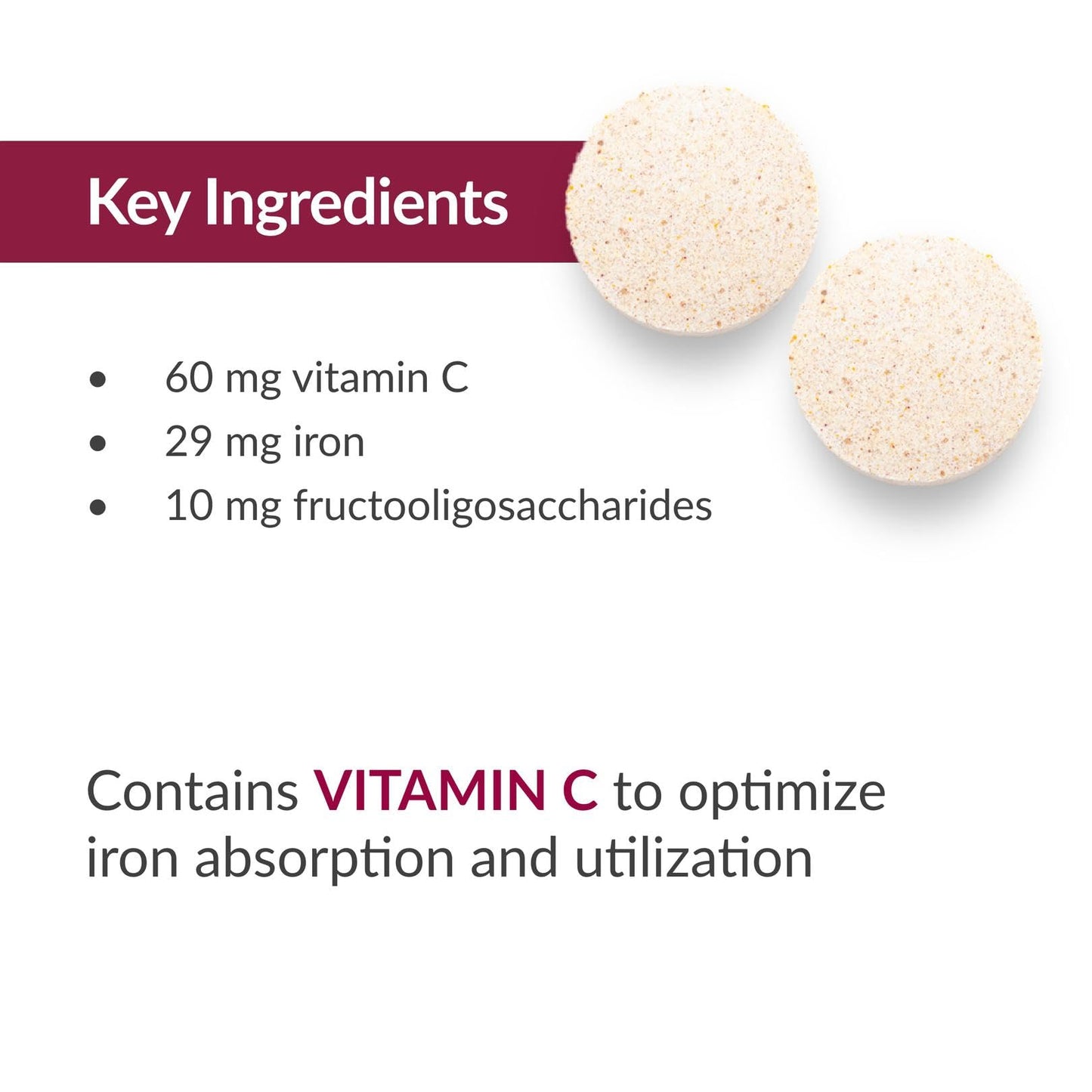 Bariatric Advantage Chewable Iron 29 mg — Post-Surgery Iron with Vitamin C, No Metallic Taste, 90 Count