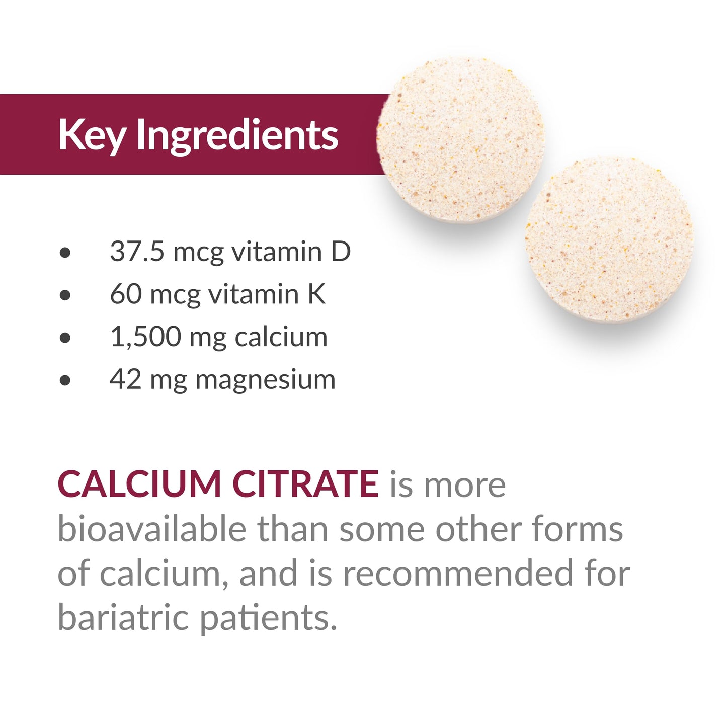 Bariatric Advantage Calcium Citrate Chewable 500mg with Vitamin D3 – Wild Cherry, 270 Count