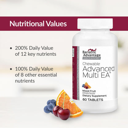 Bariatric Advantage Chewable Advanced Multi EA – High Potency Bariatric Multivitamin, Mixed Fruit, 60 Count