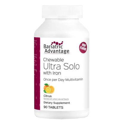 Bariatric Advantage Chewable Ultra Solo with Iron – Once-Per-Day Multivitamin for Bariatric Patients | Citrus | 90 Tablets