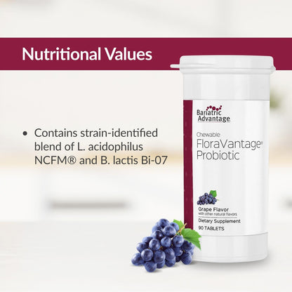 Bariatric Advantage FloraVantage Probiotic – 10B CFUs, Grape Flavor, 90 Count