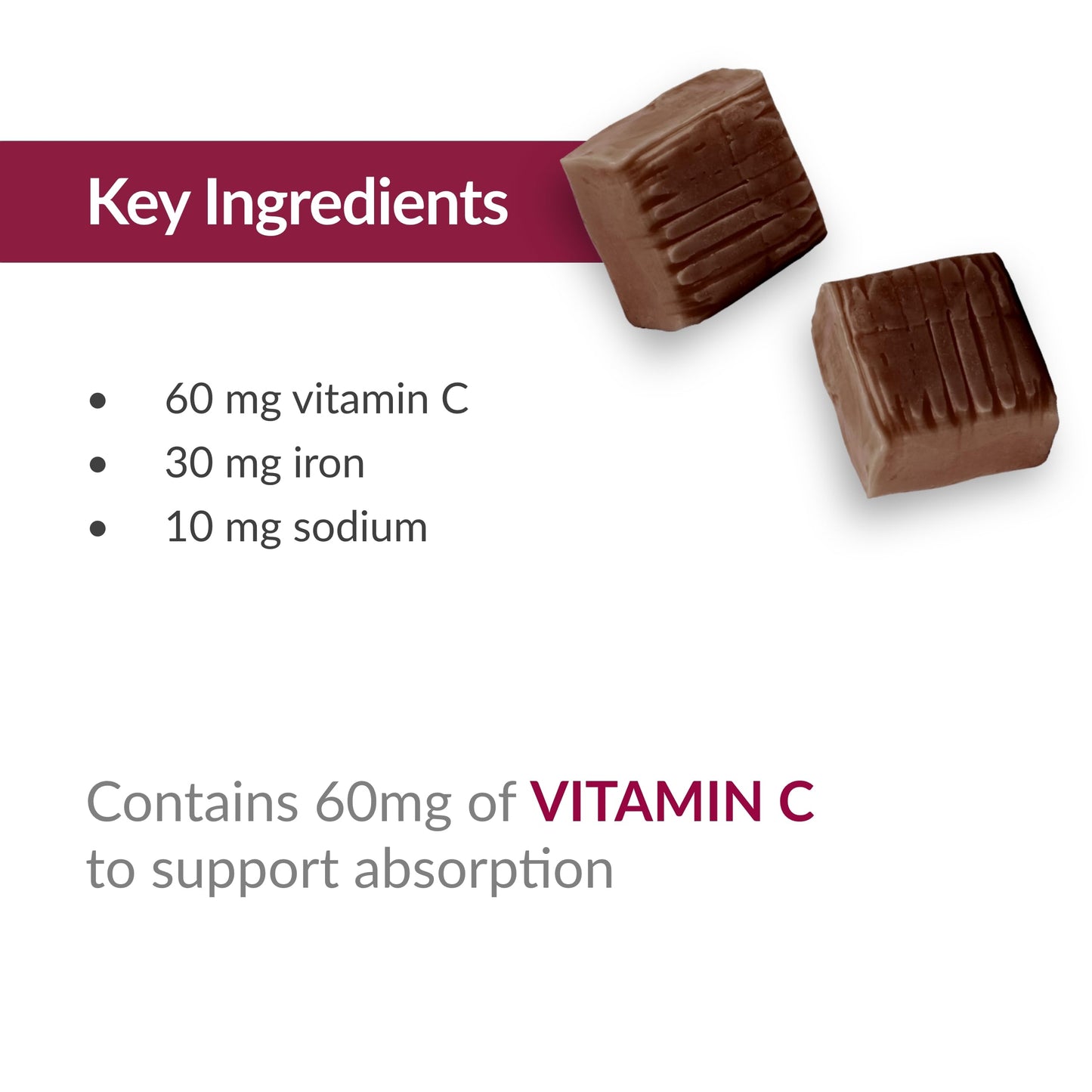 Bariatric Advantage Iron Chewy Bite Chocolate Raspberry Truffle (30 mg Iron, 60 mg Vitamin C) 30 Count (Pack of 2)