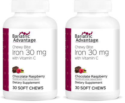 Bariatric Advantage Iron Chewy Bite Chocolate Raspberry Truffle (30 mg Iron, 60 mg Vitamin C) 30 Count (Pack of 2)
