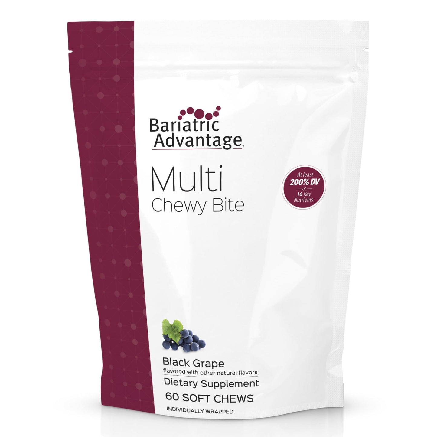 Bariatric Advantage Multi Chewy Bite – Soft Chew Multivitamin for Bariatric Patients, Black Grape, 60 Count