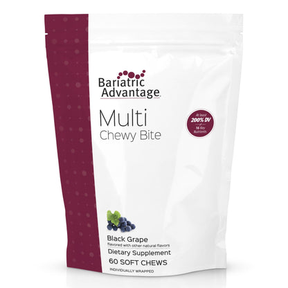 Bariatric Advantage Multi Chewy Bite – Soft Chew Multivitamin for Bariatric Patients, Black Grape, 60 Count