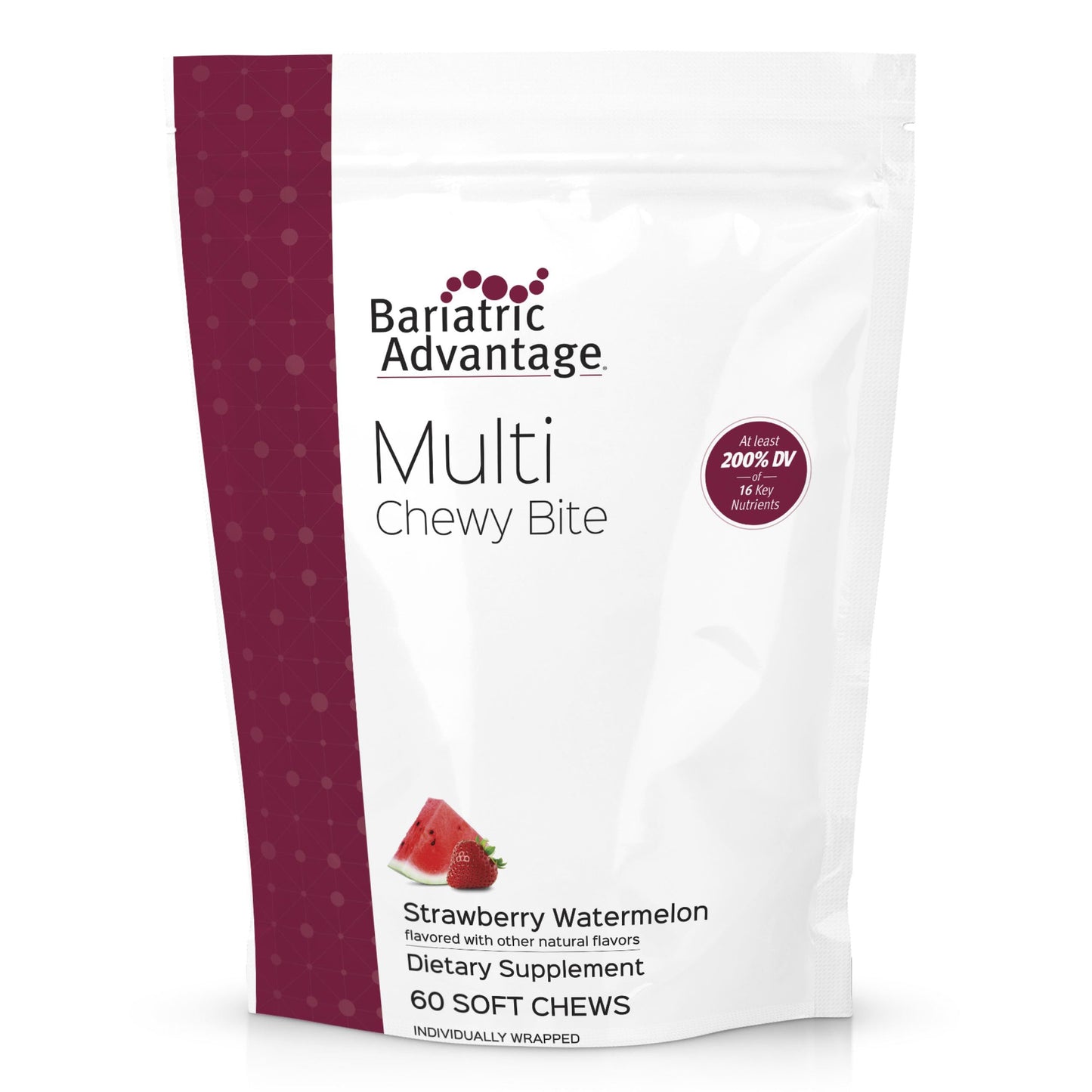 Bariatric Advantage Multi Chewy Bite – Soft Chew Multivitamin for Bariatric Patients, Strawberry Watermelon, 60 Count