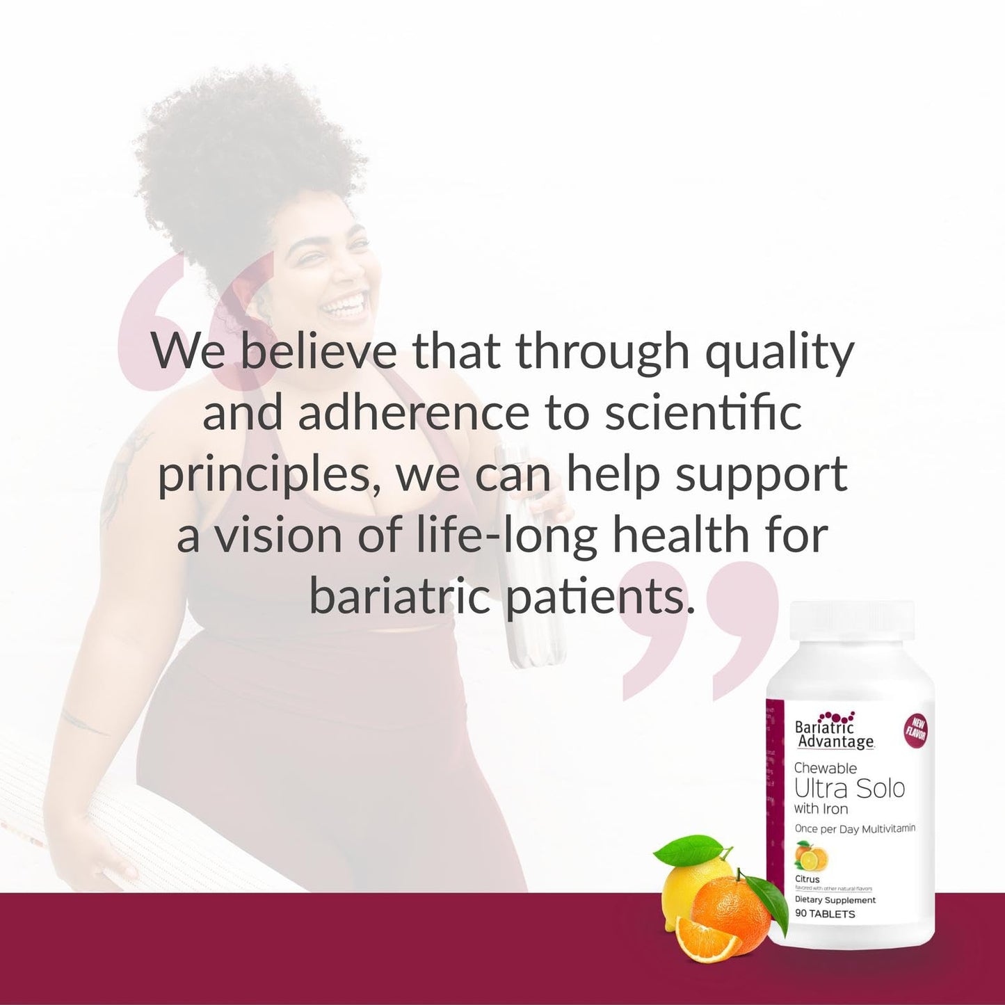 Bariatric Advantage Chewable Ultra Solo with Iron – Once-Per-Day Multivitamin for Bariatric Patients | Citrus | 90 Tablets