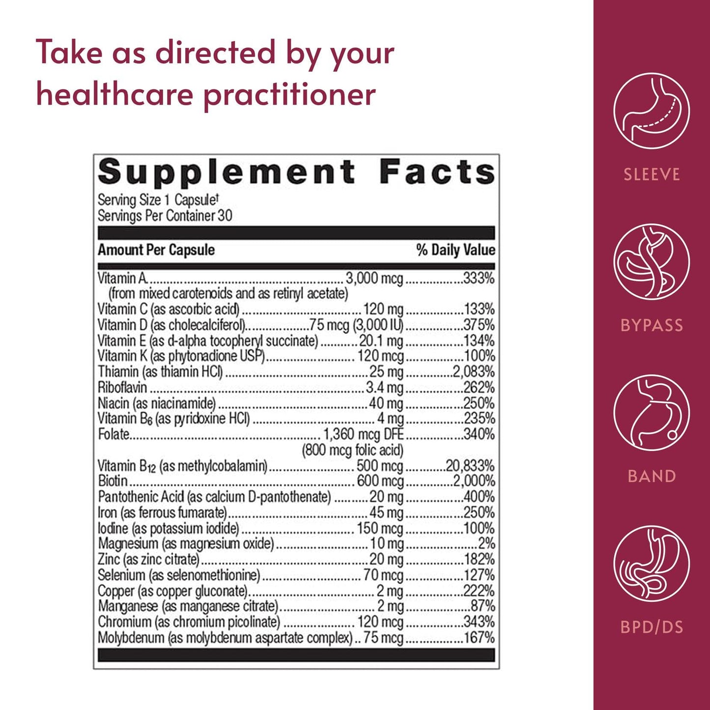 Bariatric Advantage Ultra Solo with Iron – Once-Daily Bariatric Multivitamin (Gluten Free) – 90 Capsules
