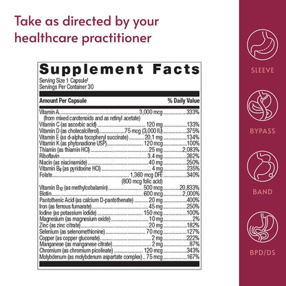 Bariatric Advantage Ultra Solo with Iron – Once-Daily Bariatric Multivitamin (Gluten Free) – 90 Capsules