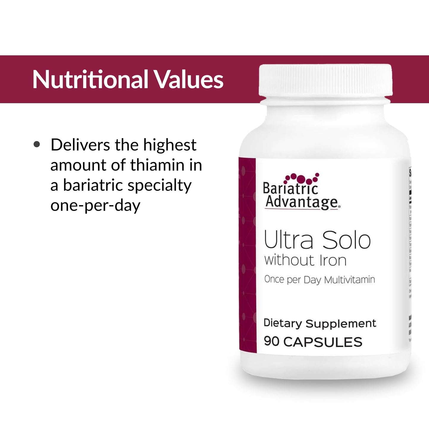 Bariatric Advantage Ultra Solo Without Iron – Once-Per-Day Bariatric Multivitamin (Gluten-Free) – 90 Count