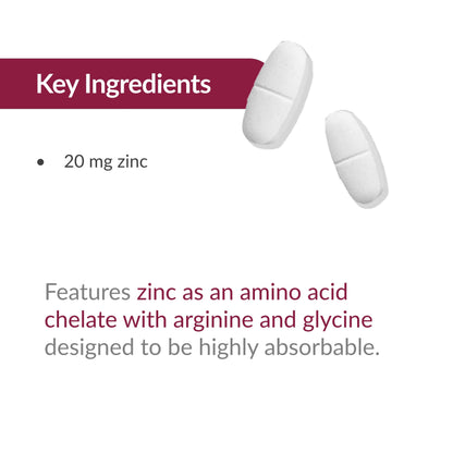 Bariatric Advantage Zinc Chelate 20 mg – Non-Chewable Tablets (180)