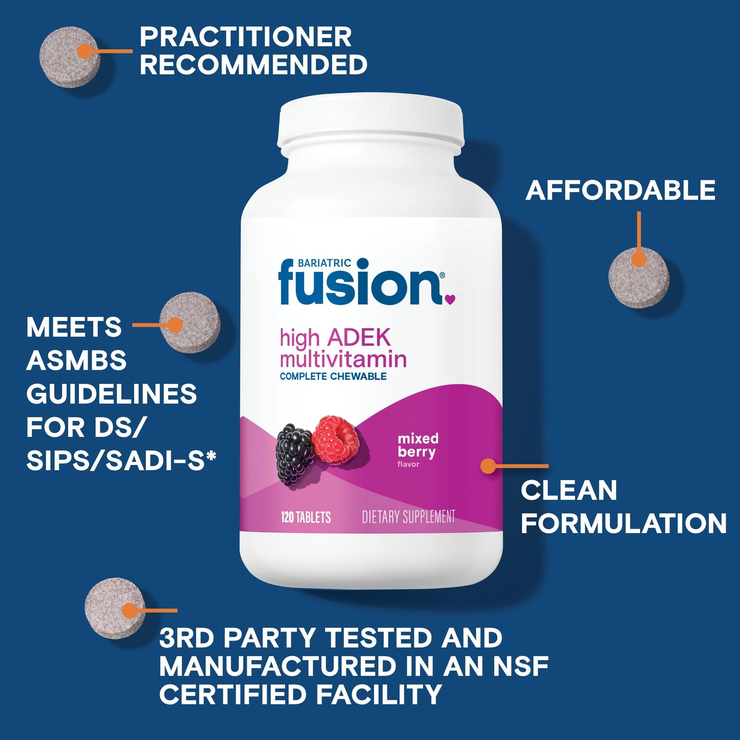 Bariatric Fusion Chewable Multivitamin – High ADEK for Duodenal Switch | Mixed Berry Flavor