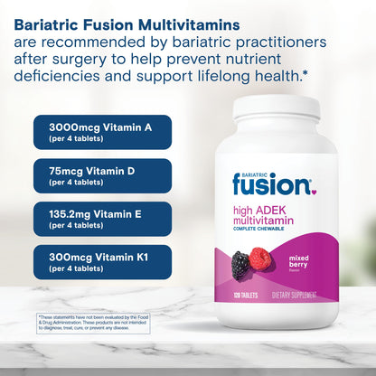 Bariatric Fusion Chewable Multivitamin – High ADEK for Duodenal Switch | Mixed Berry Flavor
