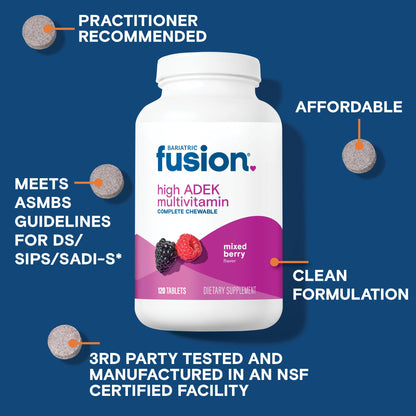 Bariatric Fusion Chewable Multivitamin – High ADEK for Duodenal Switch | Mixed Berry Flavor