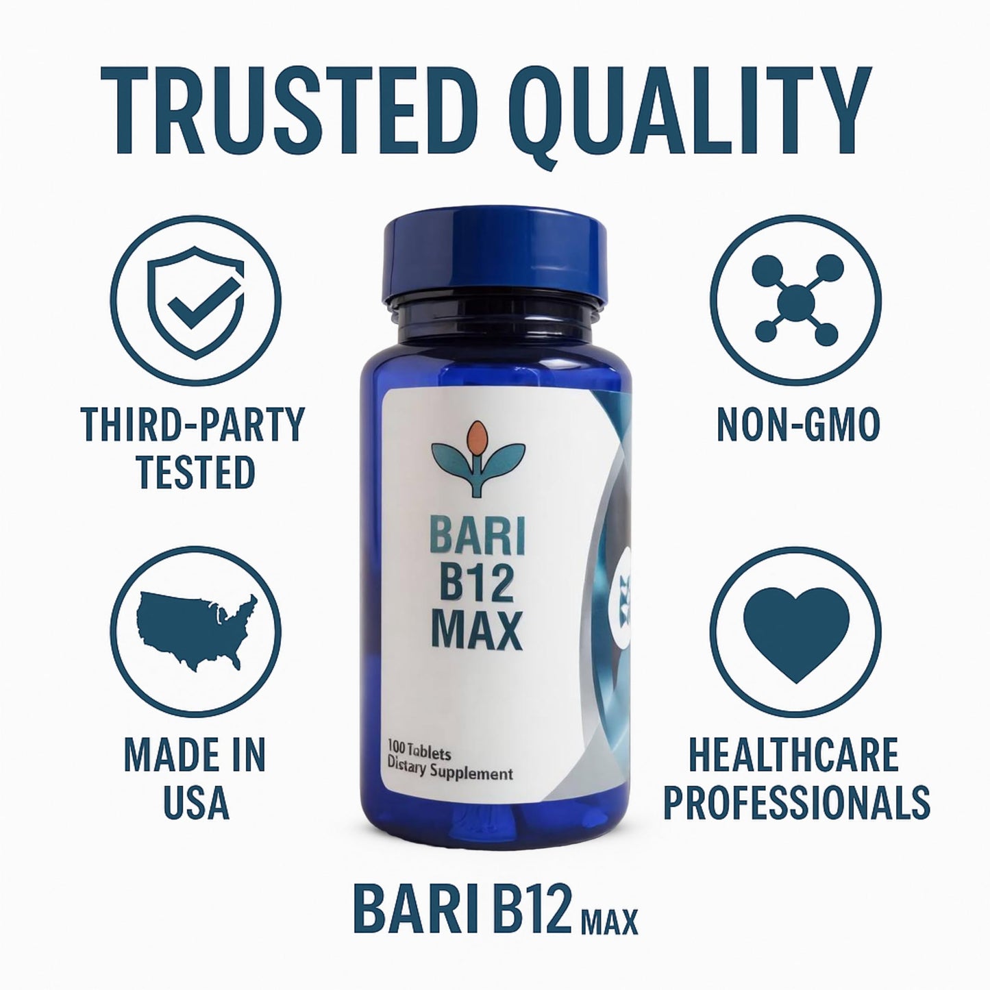 Bari B12 Max – 1000mcg Methylcobalamin Chewable Vitamin B12 for Bariatric & GLP-1 Patients | 100 Tablets | Allotro Body Labs | Made in USA