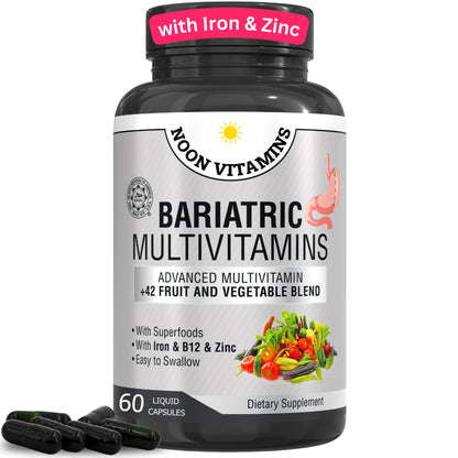 Bariatric Multivitamin with Iron – Halal, Made in USA, 42-Superfood Blend (60 Liquid Capsules)