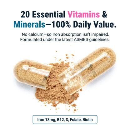 BariatricPal Multivitamin ONE — 1 Daily Capsule with 18 mg Iron | 90 Count