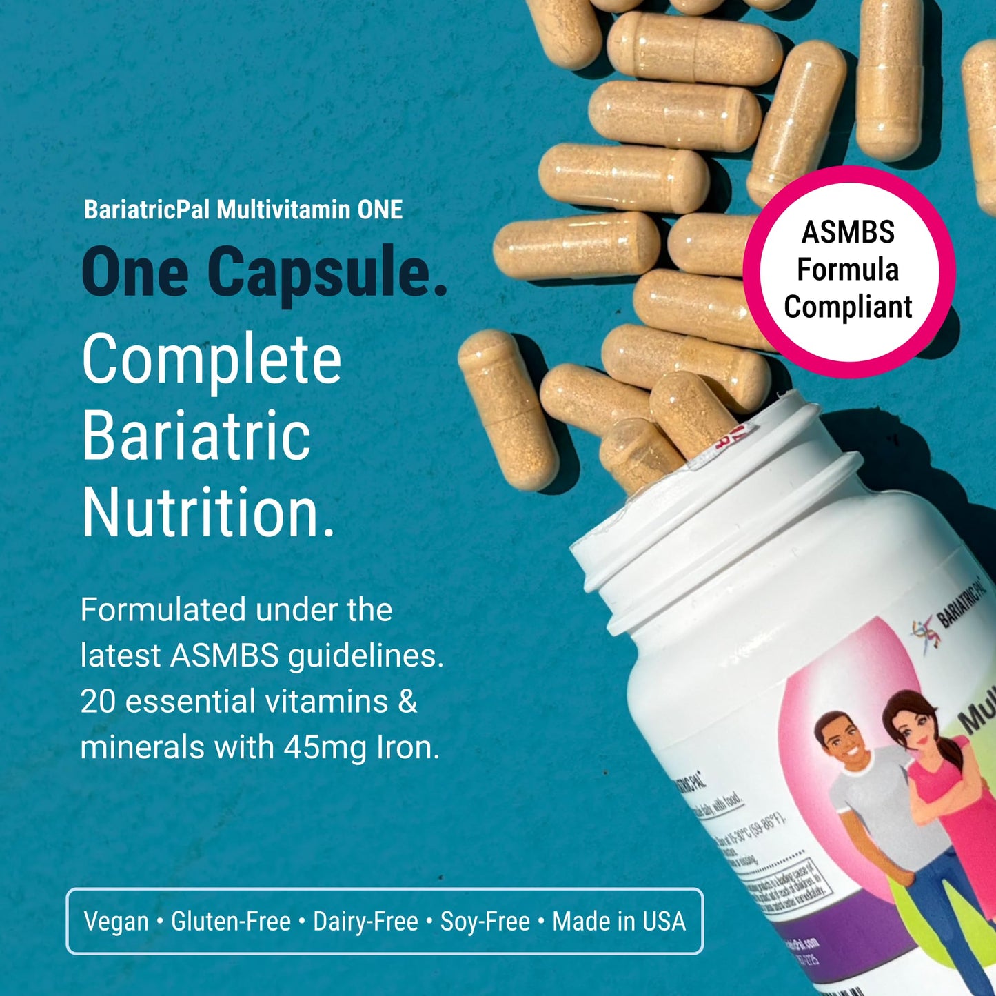 BariatricPal Multivitamin ONE – 1 Daily Capsule with 45 mg Iron | 90 Count