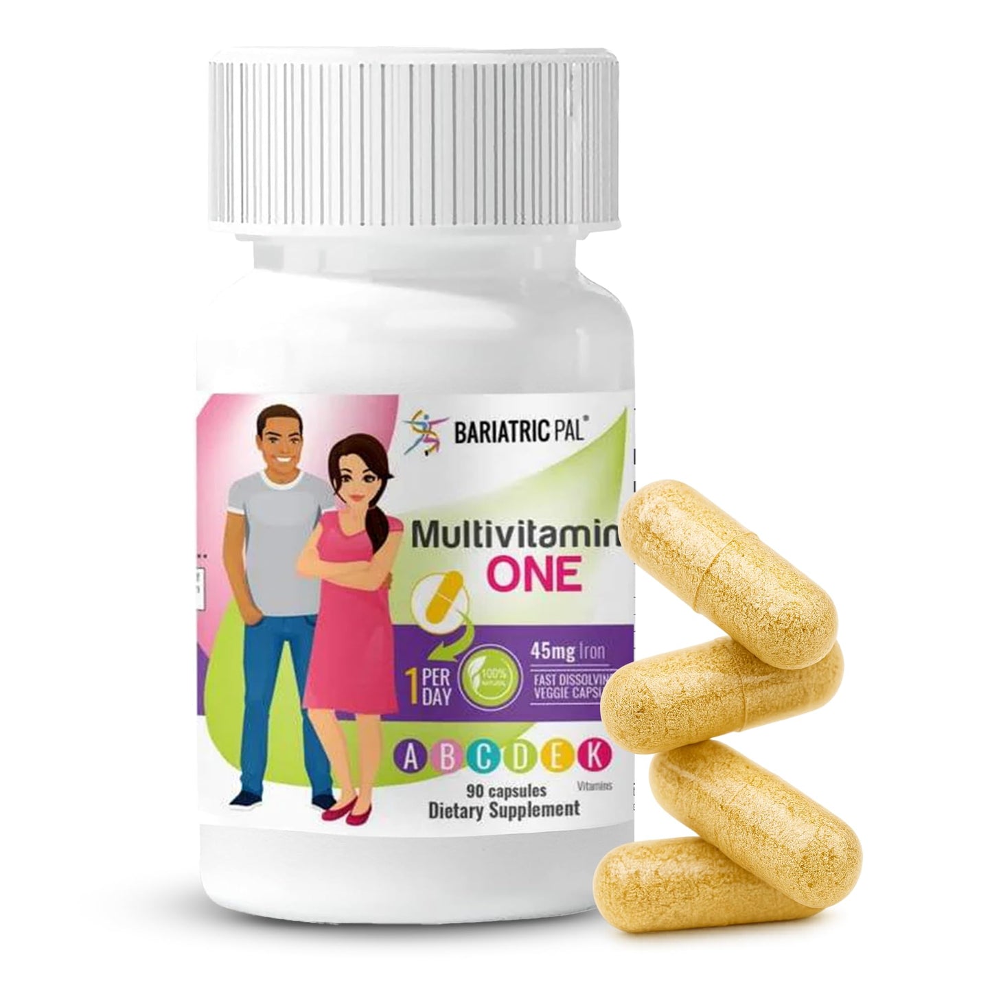 BariatricPal Multivitamin ONE – 1 Daily Capsule with 45 mg Iron | 90 Count