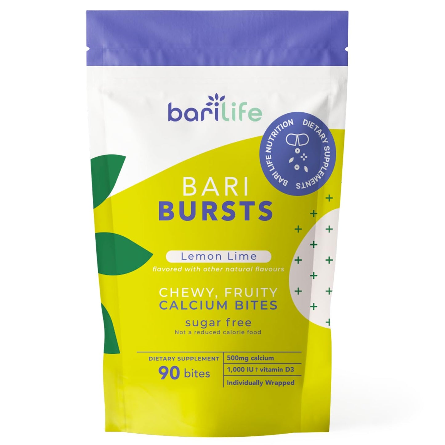 Bari Life BariBurst Calcium Citrate Chews – 1000 IU Vitamin D3, Lemon Lime