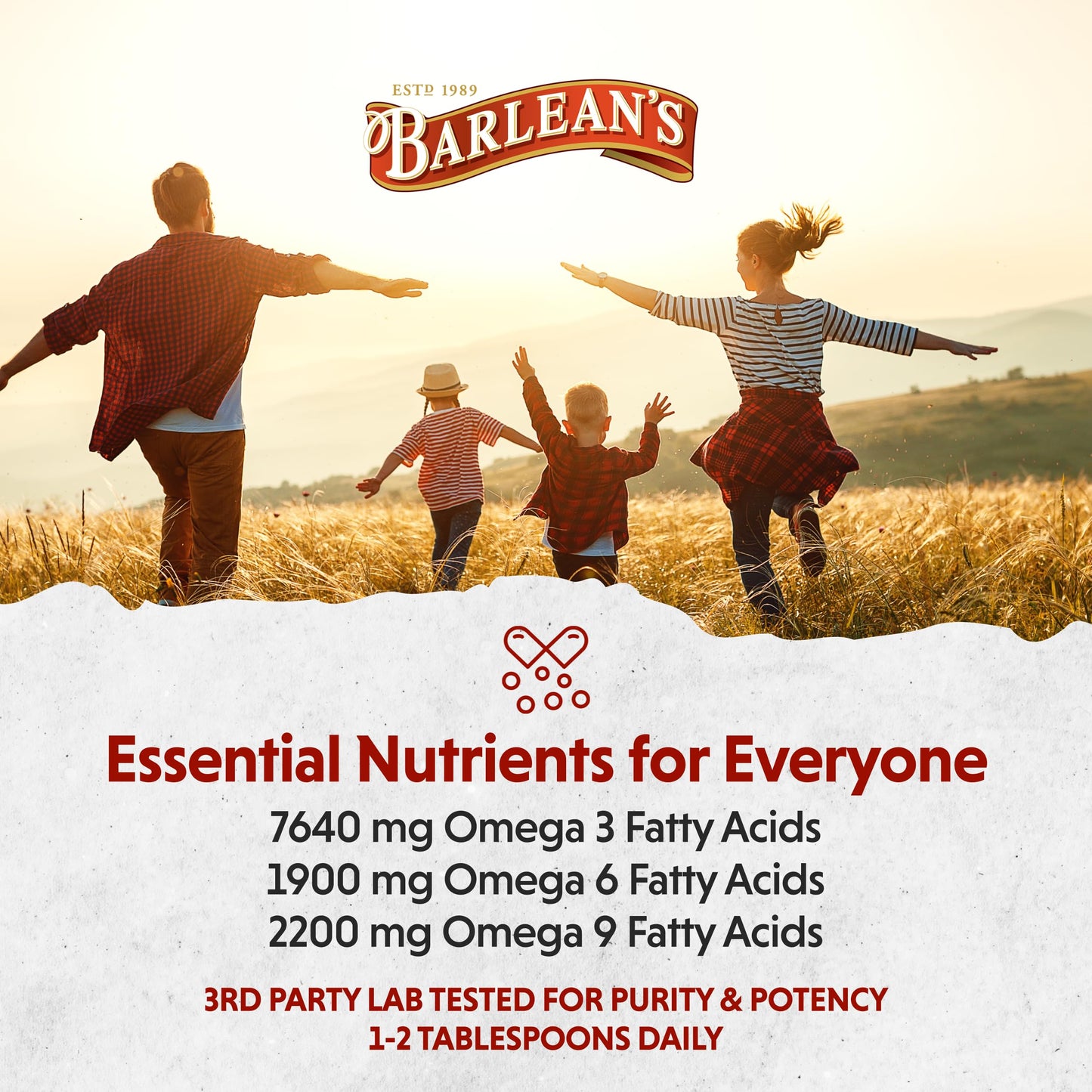 Barlean's Organic Flaxseed Oil Liquid Supplement – Cold-Pressed, 7,640 mg ALA Omega-3 per Tbsp, Vegan & Gluten Free, 32 oz