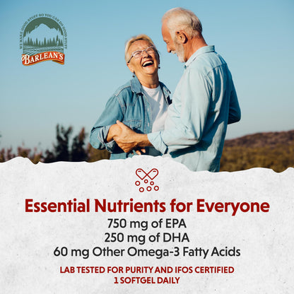 Barlean's Ideal Omega-3 Fish Oil Softgels 1000 mg – Orange Flavor, 60 ct