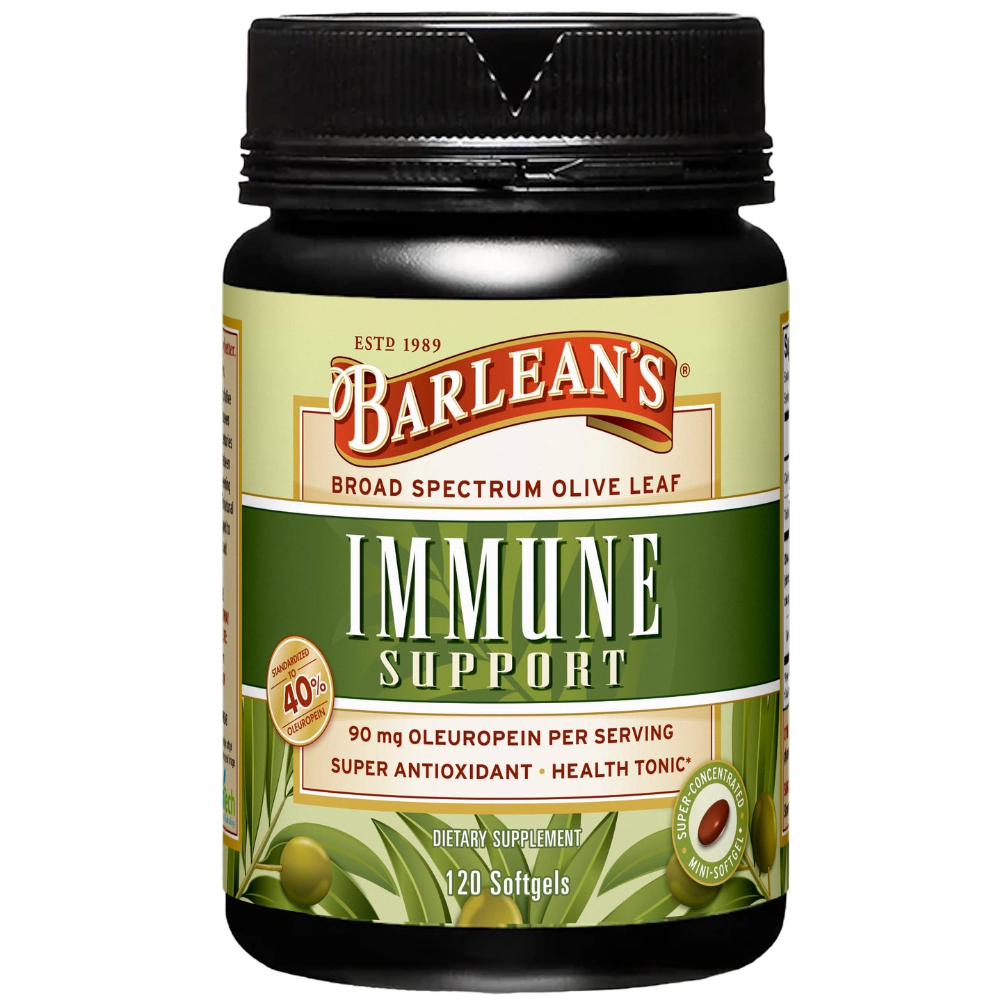 Barlean's Olive Leaf Complex Supplements – Immune Support Softgels, 95 mg Oleuropein, 120 Count