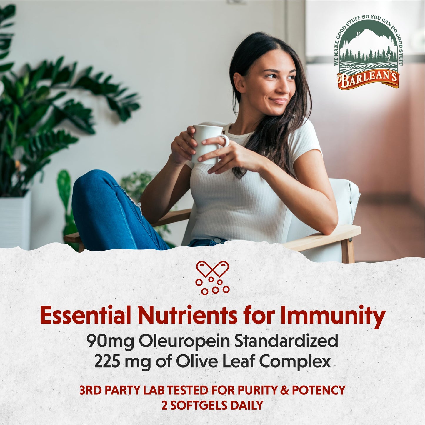 Barlean's Olive Leaf Complex Supplements – Immune Support Softgels, 95 mg Oleuropein, 120 Count
