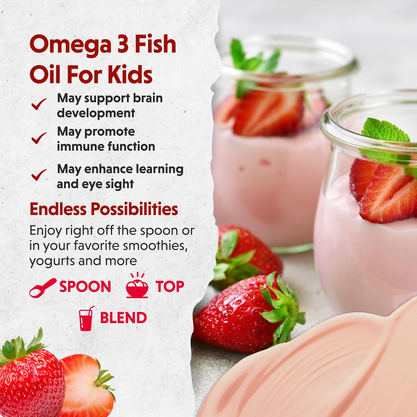 Barlean's Omega Pals Kids – Straw-Nana Flavored Omega-3 Flax Oil, 8 oz