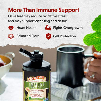Barlean's Peppermint Olive Leaf Complex — Liquid Immune Support (95 mg Oleuropein)