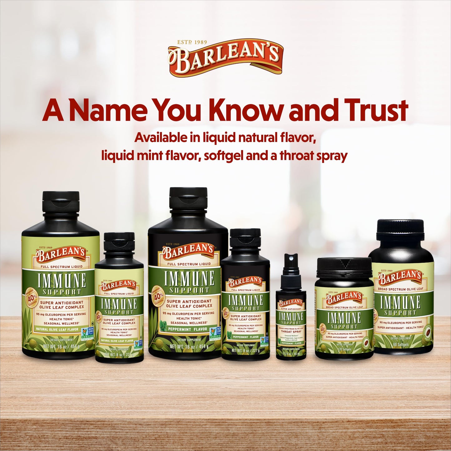 Barlean's Peppermint Olive Leaf Complex — Liquid Immune Support (95 mg Oleuropein)