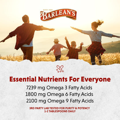 Barlean's Organic Lignan Omega-3 Flaxseed Oil | 7,230 mg ALA per Tbsp | Vegan & Gluten Free | 32 oz