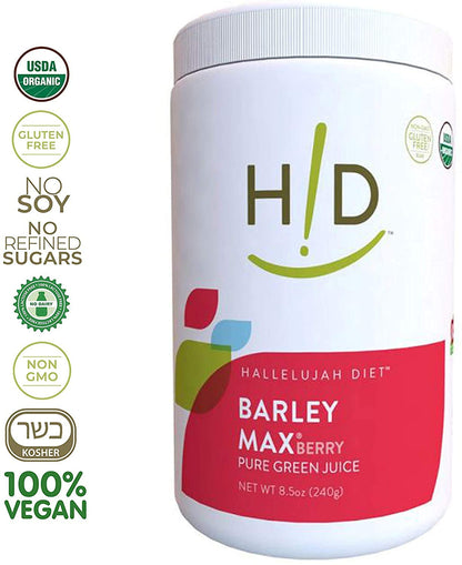 BarleyMax Berry Green Juice Powder – Hallelujah Diet, 8.5 oz (60 Day Supply)
