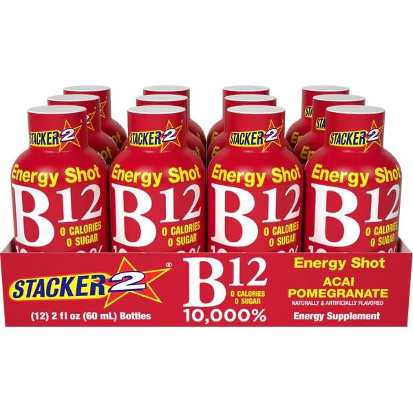 BASED BOX Stacker 2 Vitamin B Complex Energy Shots – Vegan B12 (10,000% DV), 2oz, Pack of 24