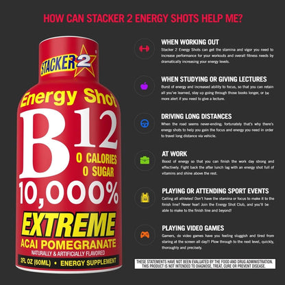 BASED BOX Stacker 2 Vitamin B Complex Energy Shots – Vegan B12 (10,000% DV), 2oz, Pack of 24