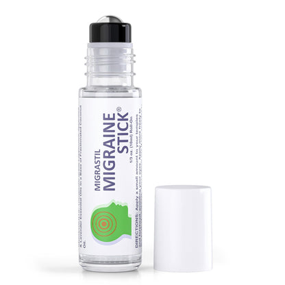 Basic Vigor Migrastil Migraine Stick Roll-on – Fast Cooling Headache Relief | Peppermint, Lavender Oils, Metal Roller, Made in USA