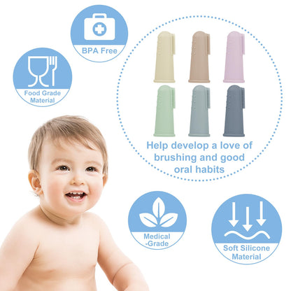 Bassion Baby Finger Toothbrush Set – 6 Soft Silicone Infant Toothbrushes for 0-12 Months