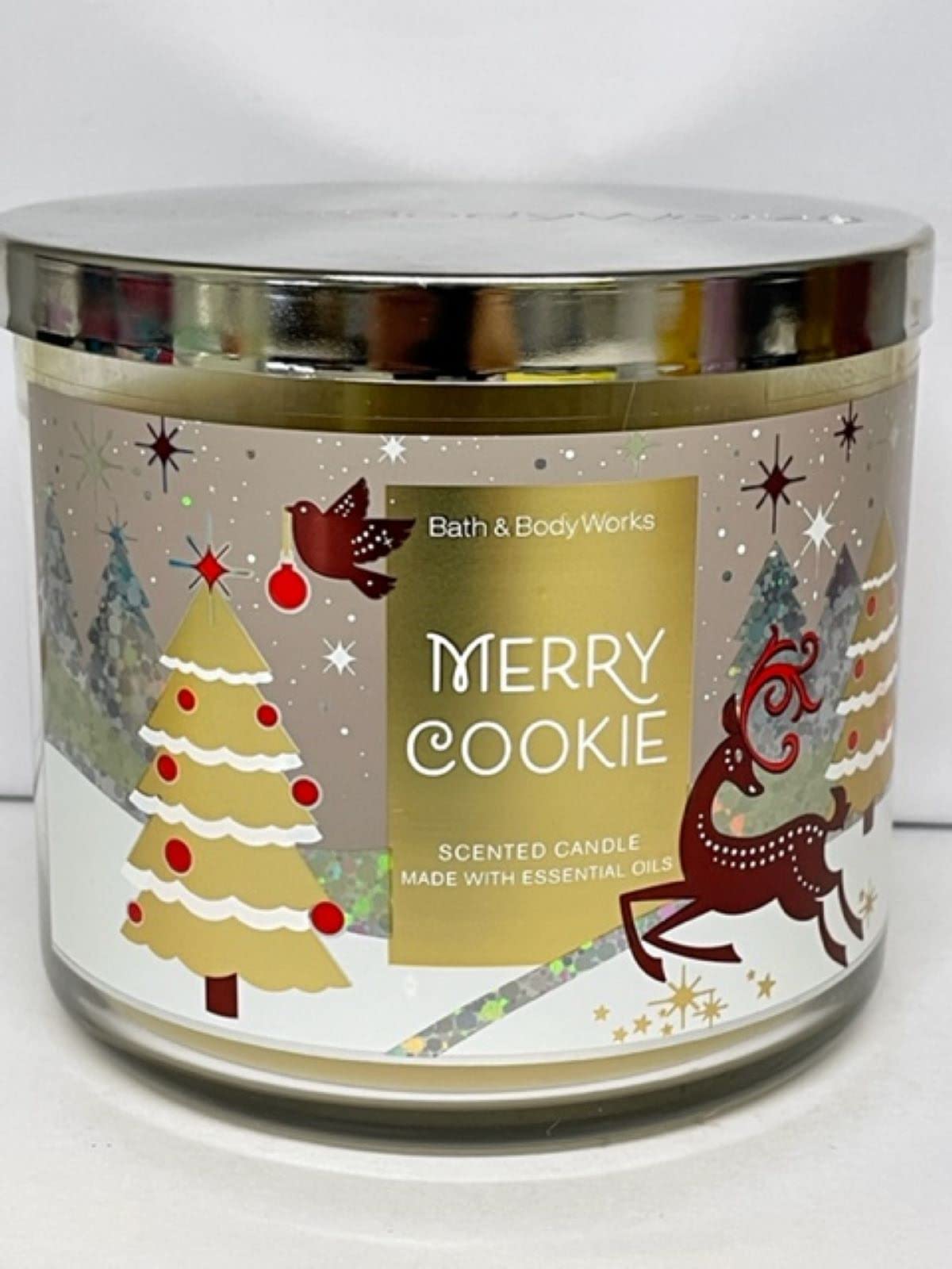 Bath & Body Works Merry Cookie 3-Wick Candle 14.5 oz | Label Artwork Varies