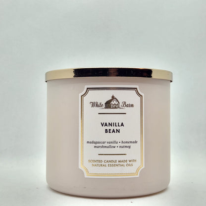 Bath & Body Works White Barn 3-Wick Candle with Essential Oils - Vanilla Bean, 14.5 oz | New Core Scents