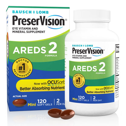 Bausch + Lomb PreserVision AREDS 2 - Lutein & Zeaxanthin, 120 MiniGels (Pack of 2)