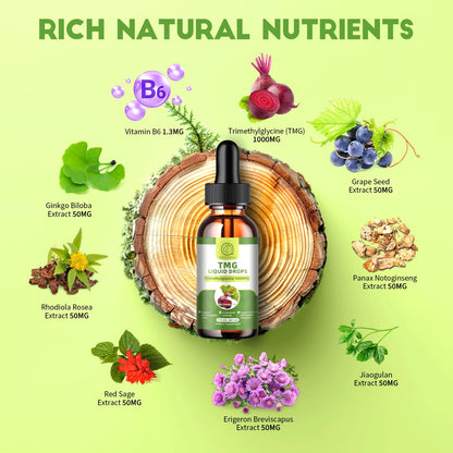 BBEEAAUU TMG Supplements 1000MG Liquid Drops – High-Absorption Betaine for Methylation, Liver & Cognitive Support
