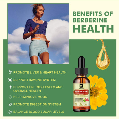 B BEWORTHS Berberine Drops – 3PC Berberine Supplement with Ceylon Cinnamon, Turmeric & Bitter Melon