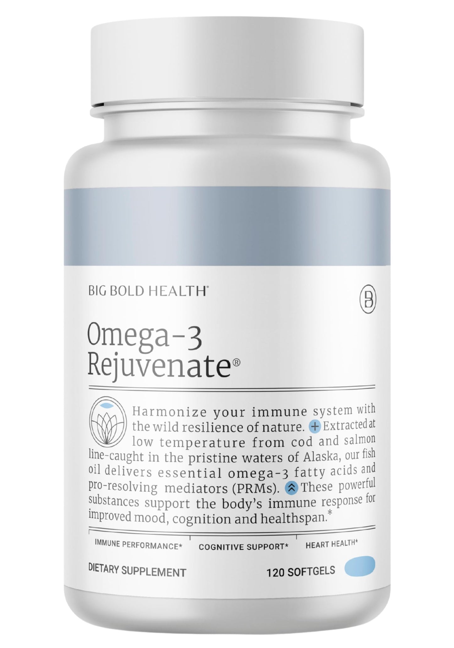 BIG BOLD HEALTH Omega-3 Rejuvenate – Wild Alaskan Fish Oil with PRMs (EPA, DHA, DPA) & Vitamins A & D (120 Softgels)