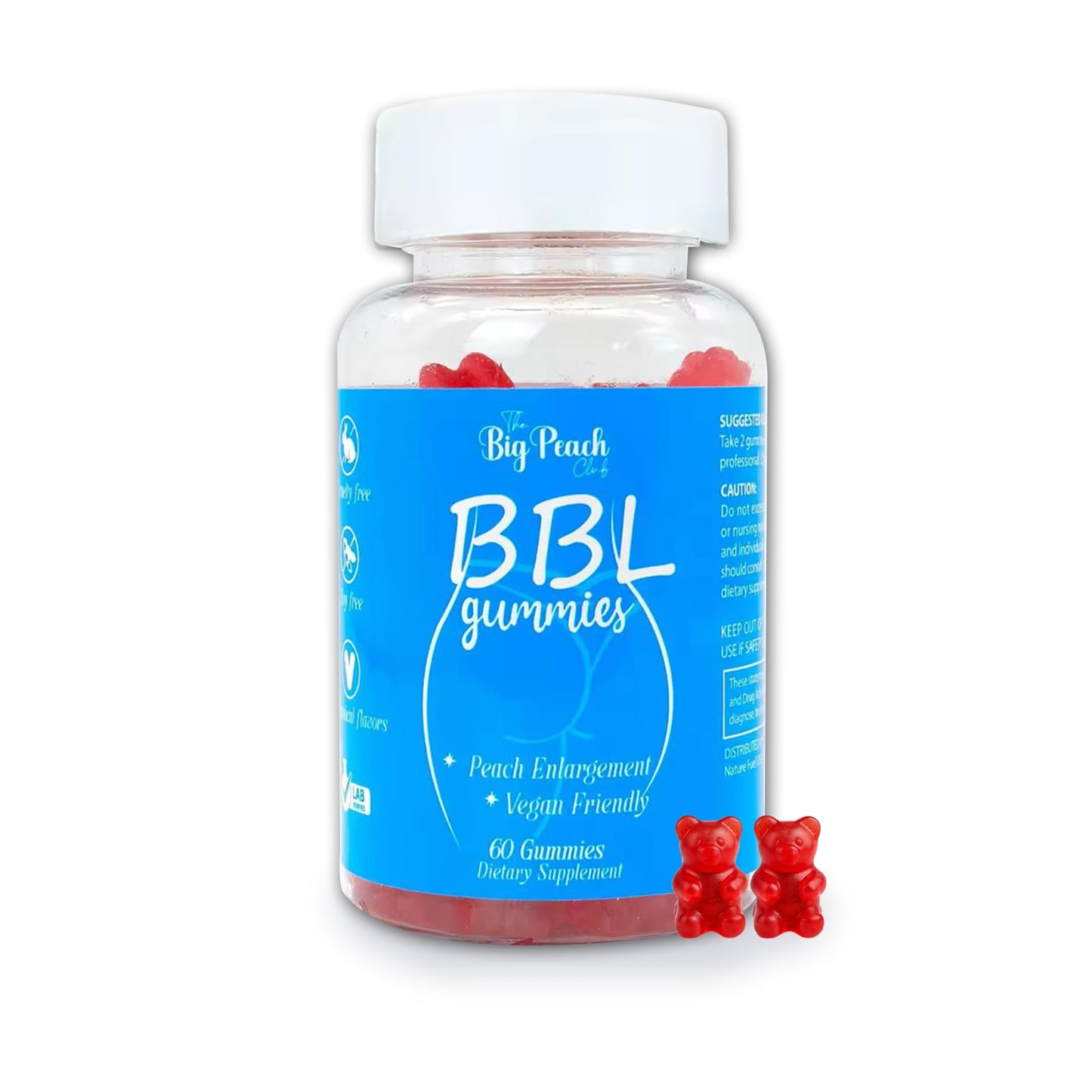 BBL Gummies for Women - Peach Growth Support with Collagen, Biotin & Herbal Blend | Vegan & Cruelty-Free